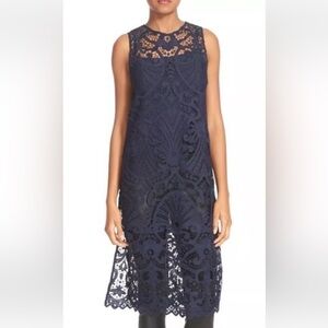 Alice + Olivia Navy Lace Midi Dress